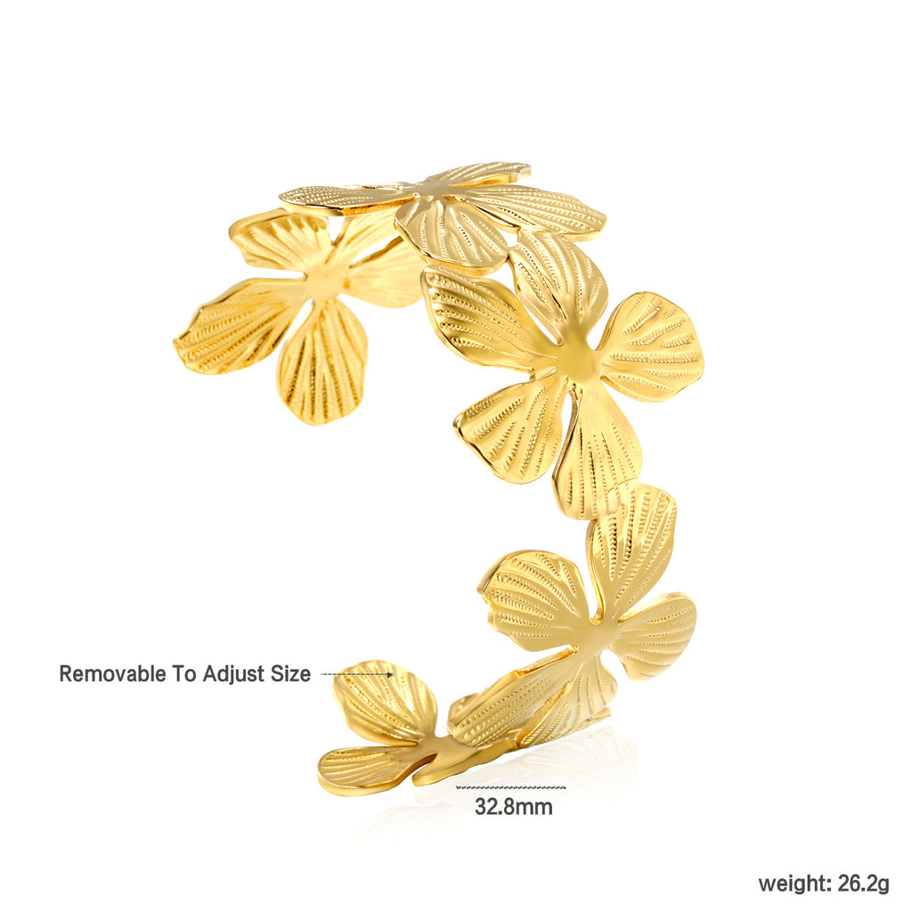 Damen Hängende Ohrstecker mit floralem Design aus hochwertigem, goldplattierten Edelstahl Shop Nory