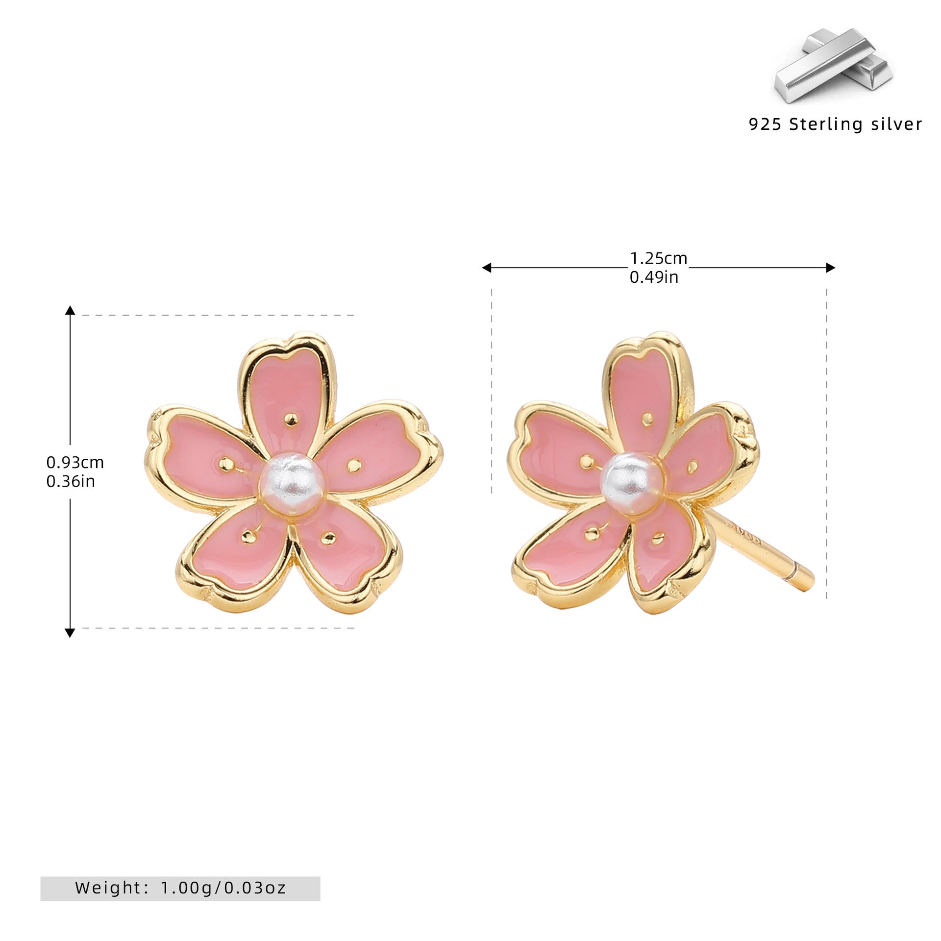 Damen Ohrstecker im floralen Design aus 925 Sterling Silber Shop Nory