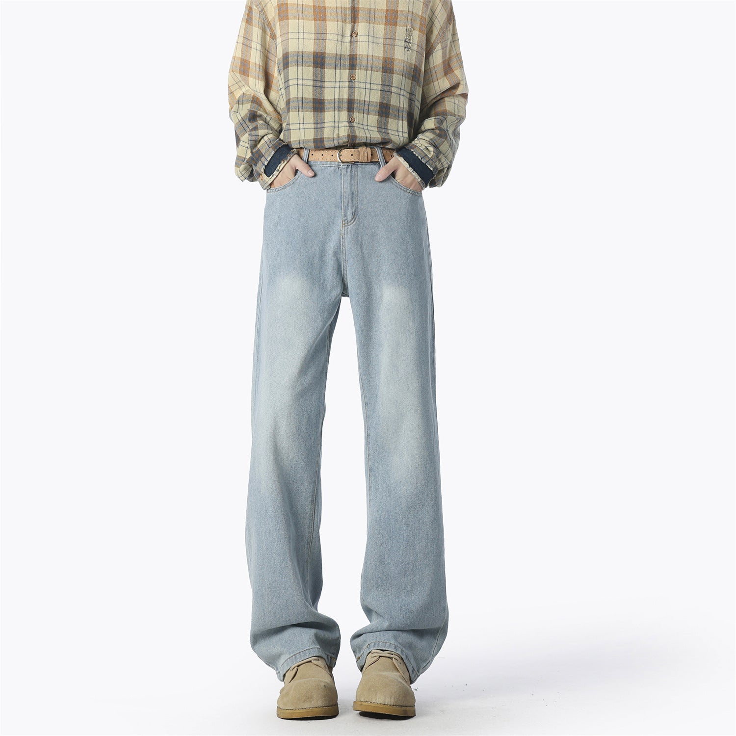 Herren lässige weit geschnittene Denim-Hose Shopnory