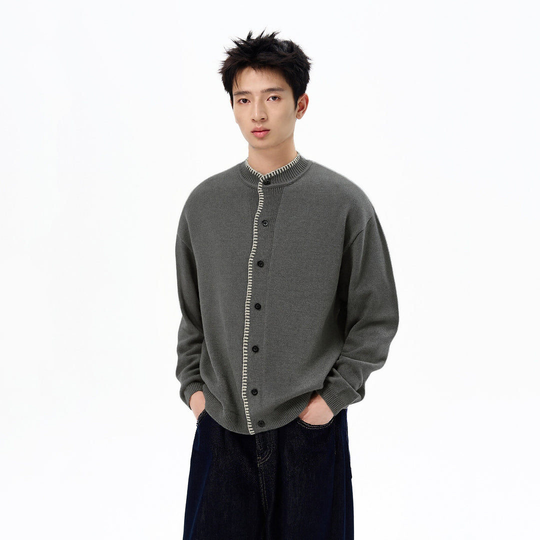 Herren Modische Strickjacke mit Kontrastnähten Shop Nory