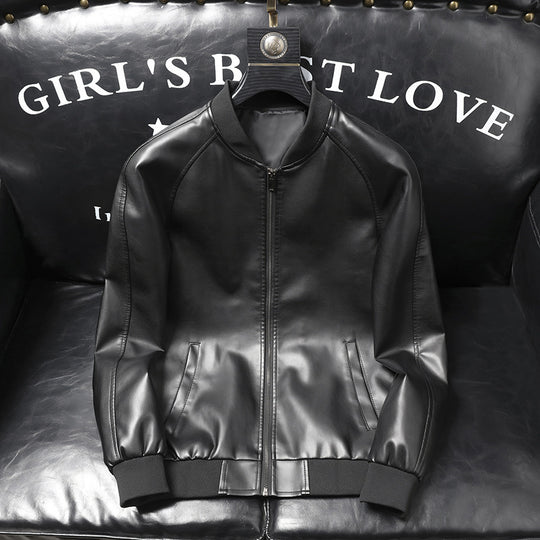 Herren schlanker Kunstleder-Bomber im minimalistischen Aviator‑Look mit geripptem Saum Shop Nory