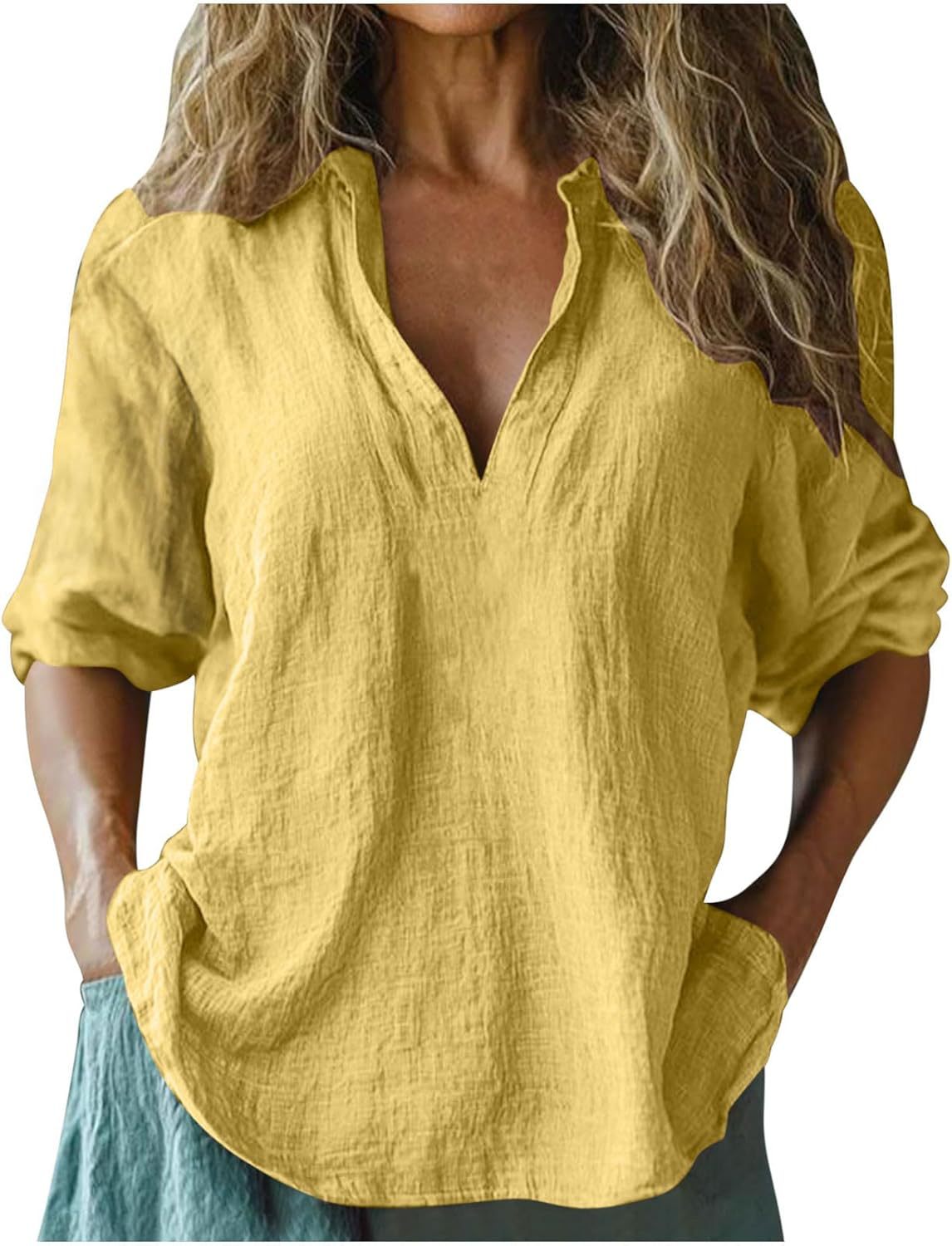 Damen lässige Leinenbluse