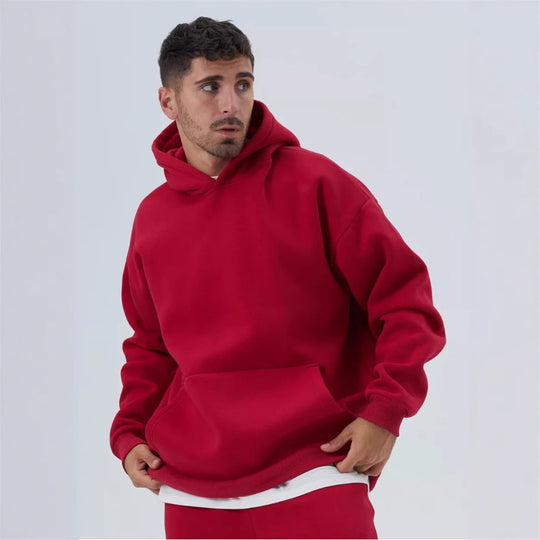 Herren nan schwerer Fleece-Boxy-Hoodie mit tiefem Schulterfall verstärkter Kapuze und Kängurutasche Shop Nory