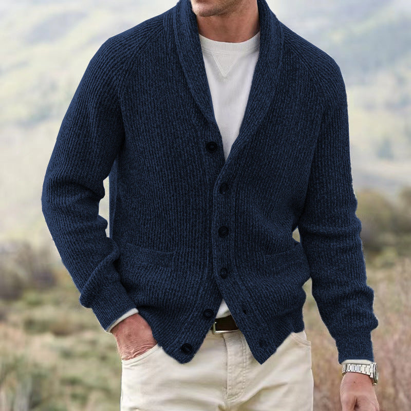 Herren Strickjacke mit trendigem Grobstrickmuster und praktischen Taschen