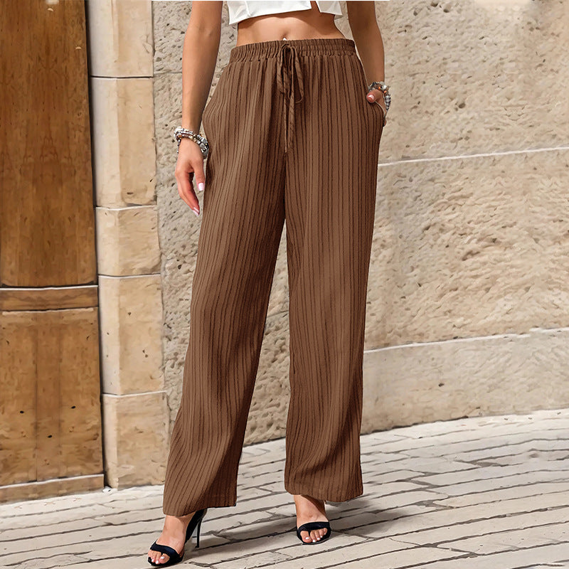 Damen Plissierte Leichte Weite-Hose mit Gummibund und Seitentaschen Shop Nory