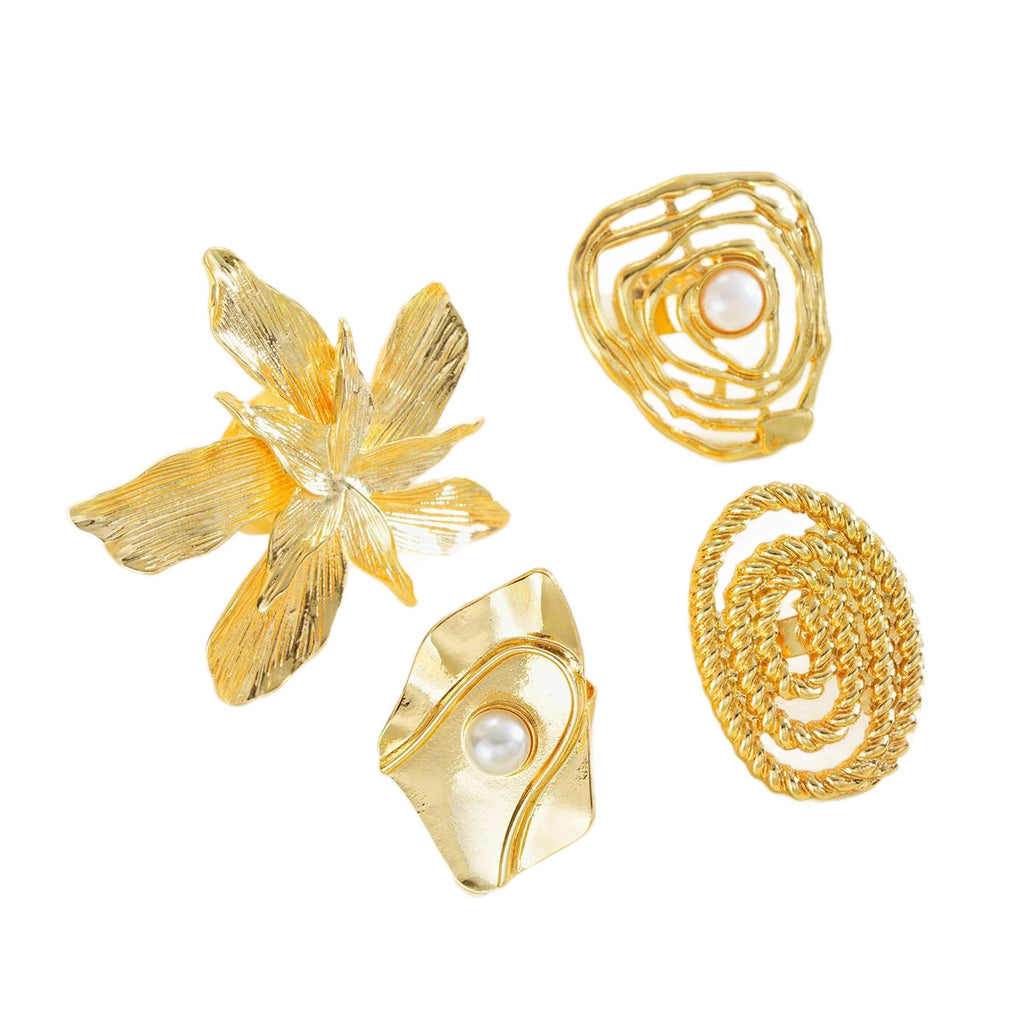 Damen Schmuckring-Set mit kunstvollen Designs und edlen Perlen Shop Nory