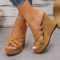 Damen Wedge-Pantoletten mit raffiniertem Kreuzriemen-Design und bequemer Sohle