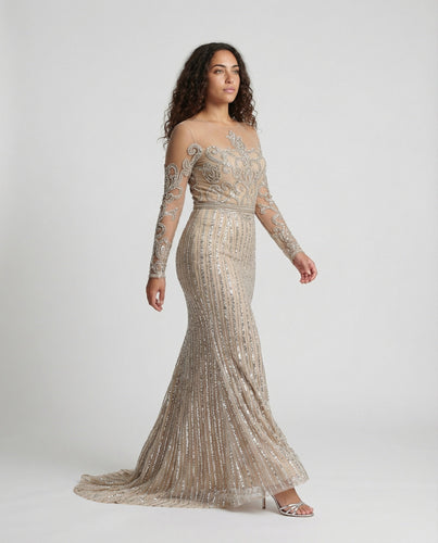 Damen-Nachtschlaf Ballkleid mit Halbtransparentem Stoff und Juwelen