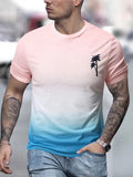 Herren T-Shirt mit modernem Farbverlauf und Palmenstickerei