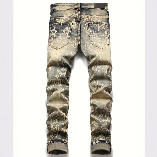 Herren Ripped Denim-Jeans mit Sternenprint Shop Nory