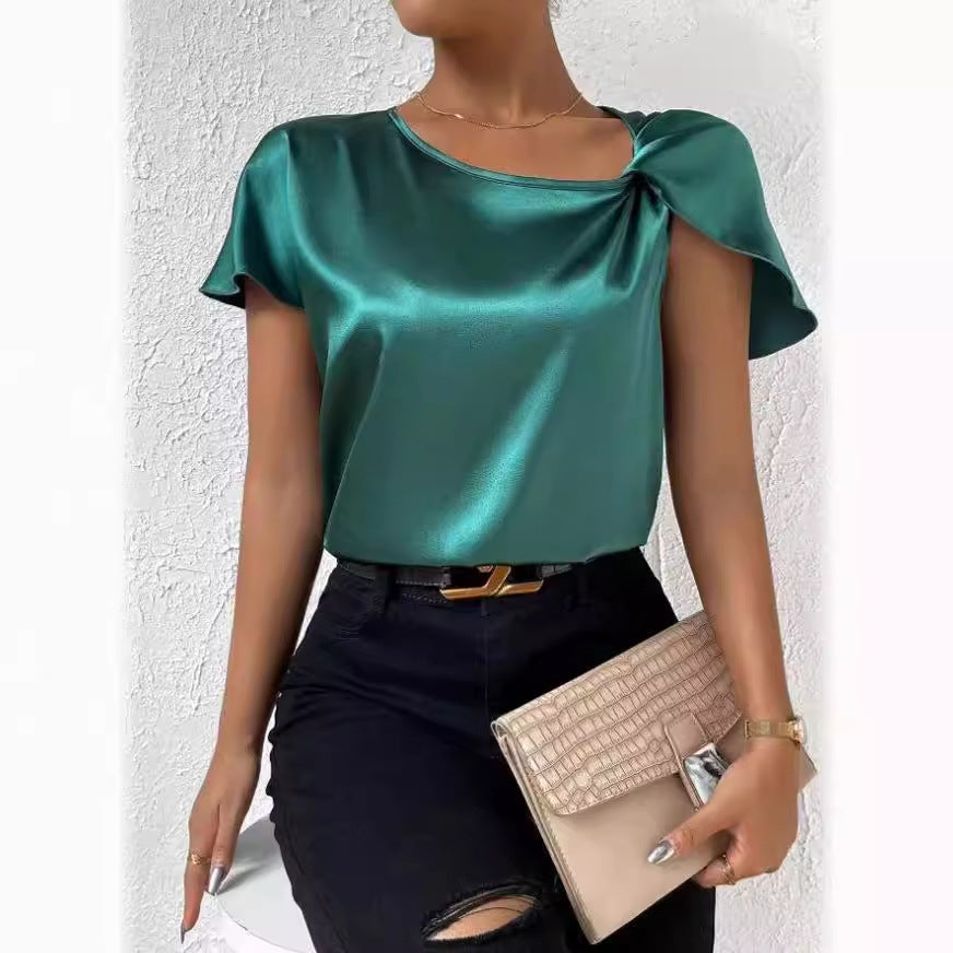 Damen Elegantes Top mit asymmetrischem Schnitt und feinem Glanz