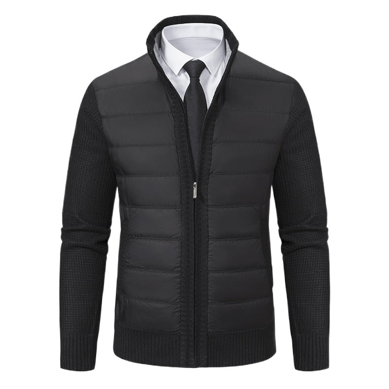 Herren gesteppte Hybrid-Strickjacke mit Stehkragen Reißverschluss und Eingrifftaschen Shop Nory