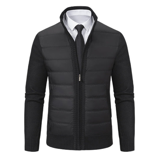 Herren gesteppte Hybrid-Strickjacke mit Stehkragen Reißverschluss und Eingrifftaschen Shop Nory
