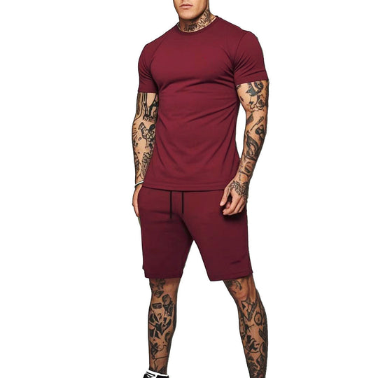 Herren Sportliches Kurzarm- und Shorts-Set mit kontrastierenden Details
