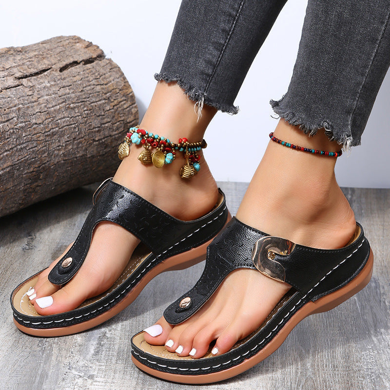 Damen Komfortable Zehentrenner-Sandalen mit modischem Riemen-Design