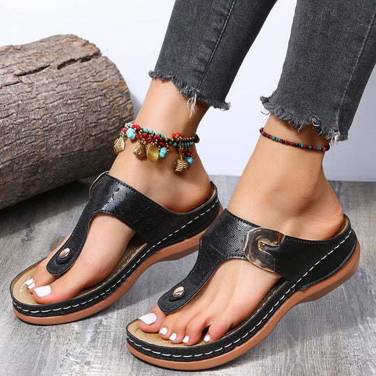 Damen Komfortable Zehentrenner-Sandalen mit modischem Riemen-Design