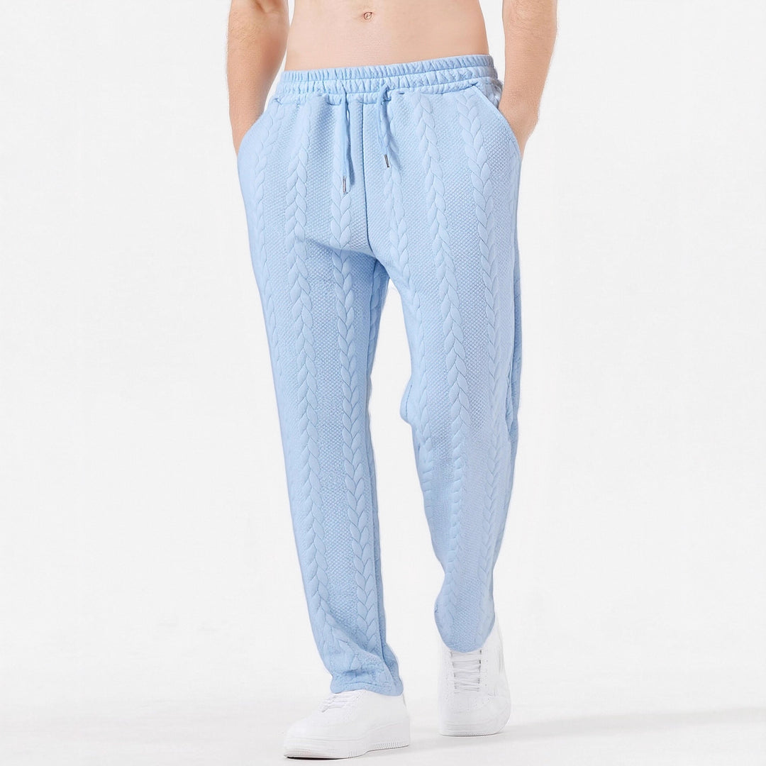 Herren grobgestrickte Lounge-Jogginghose mit Zopfstrick, Elastikbund und Kordelzug Shop Nory