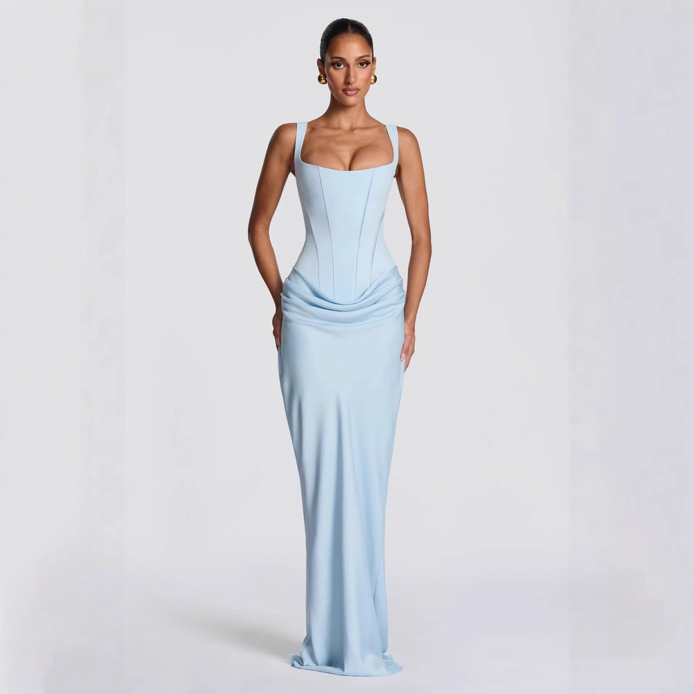 Damen Fließendes Maxi-Kleid mit asymmetrischem Schnitt und raffiniertem Drapé