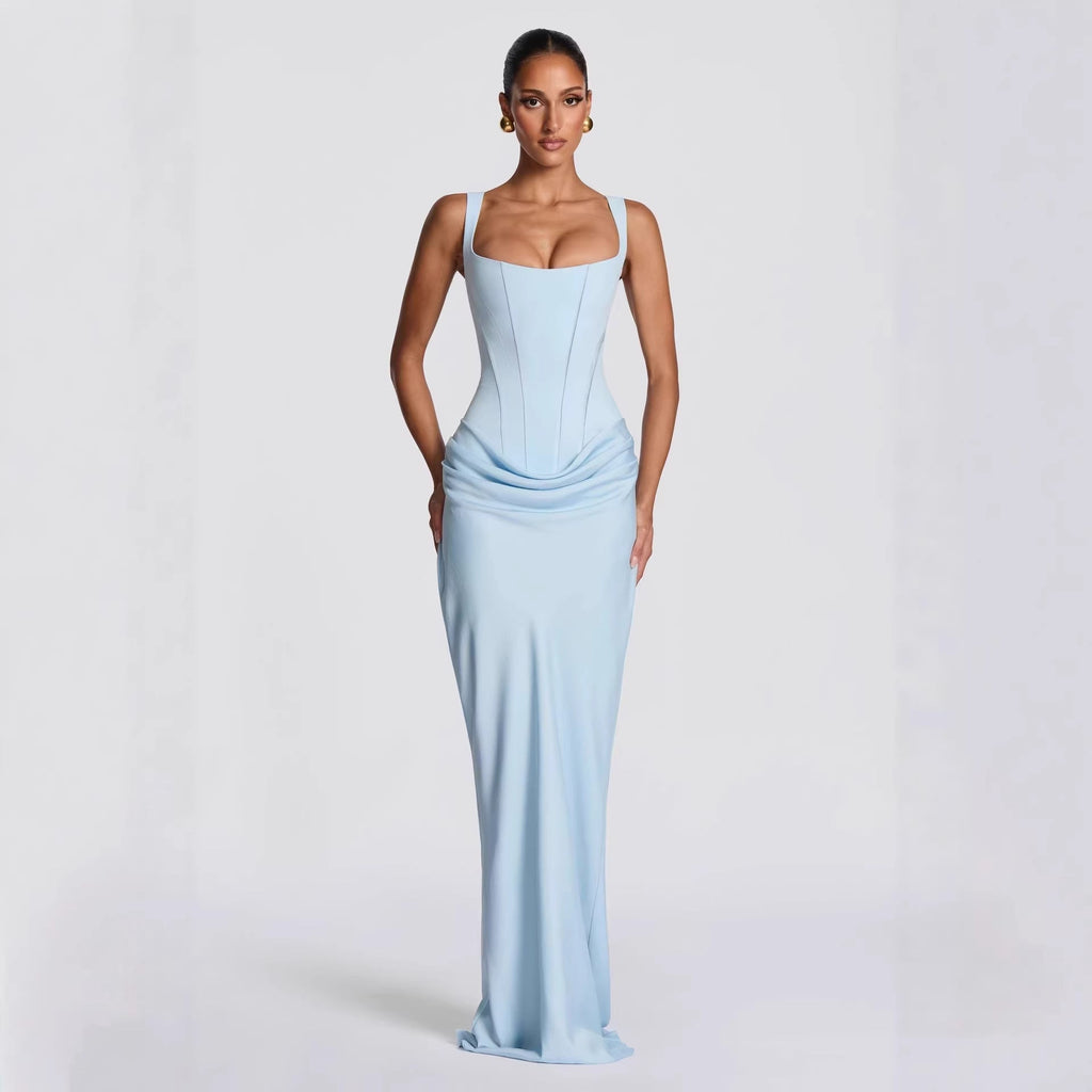 Damen Fließendes Maxi-Kleid mit asymmetrischem Schnitt und raffiniertem Drapé