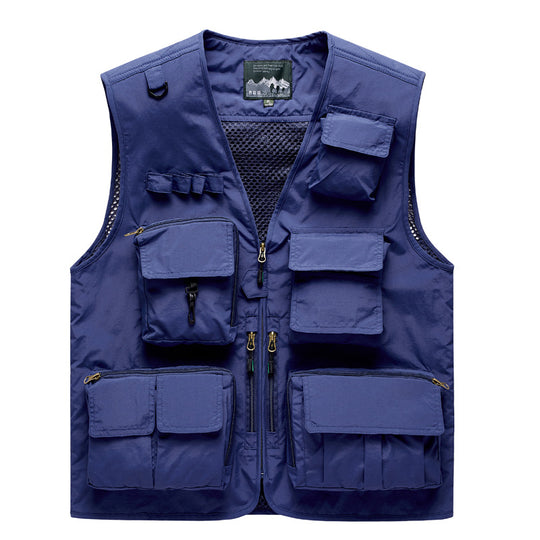 Herren Multifunktionale Outdoor‑Utilityweste mit Mesh‑Rücken, Mehrfach‑Fronttaschen und durchgehendem Reißverschluss Shop Nory