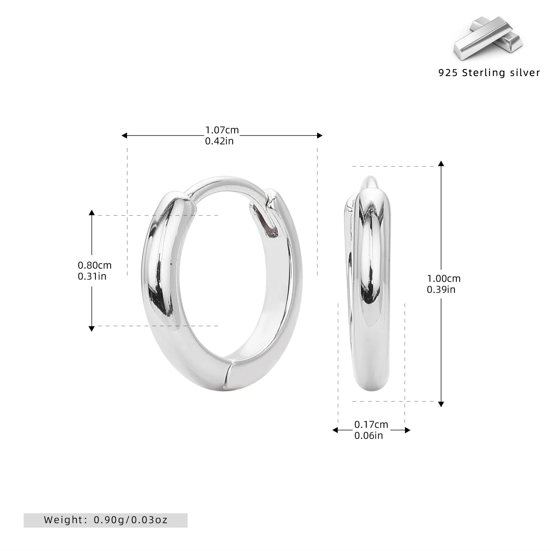 Damen Ohrcreolen mit modernem, minimalistischem Design aus hochwertigem 925 Sterling Silber Shop Nory