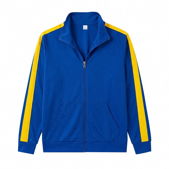 Herren Sportliche Zip-Trackjacke mit Stehkragen, Kontraststreifen an den Ärmeln und Kängurutaschen Shop Nory