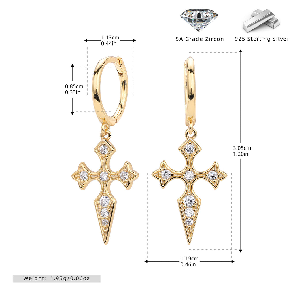 Damen Ohrhänger im Kreuzdesign aus hochwertigem 925 Sterling Silber mit funkelnden 5A Zirkonen Shop Nory