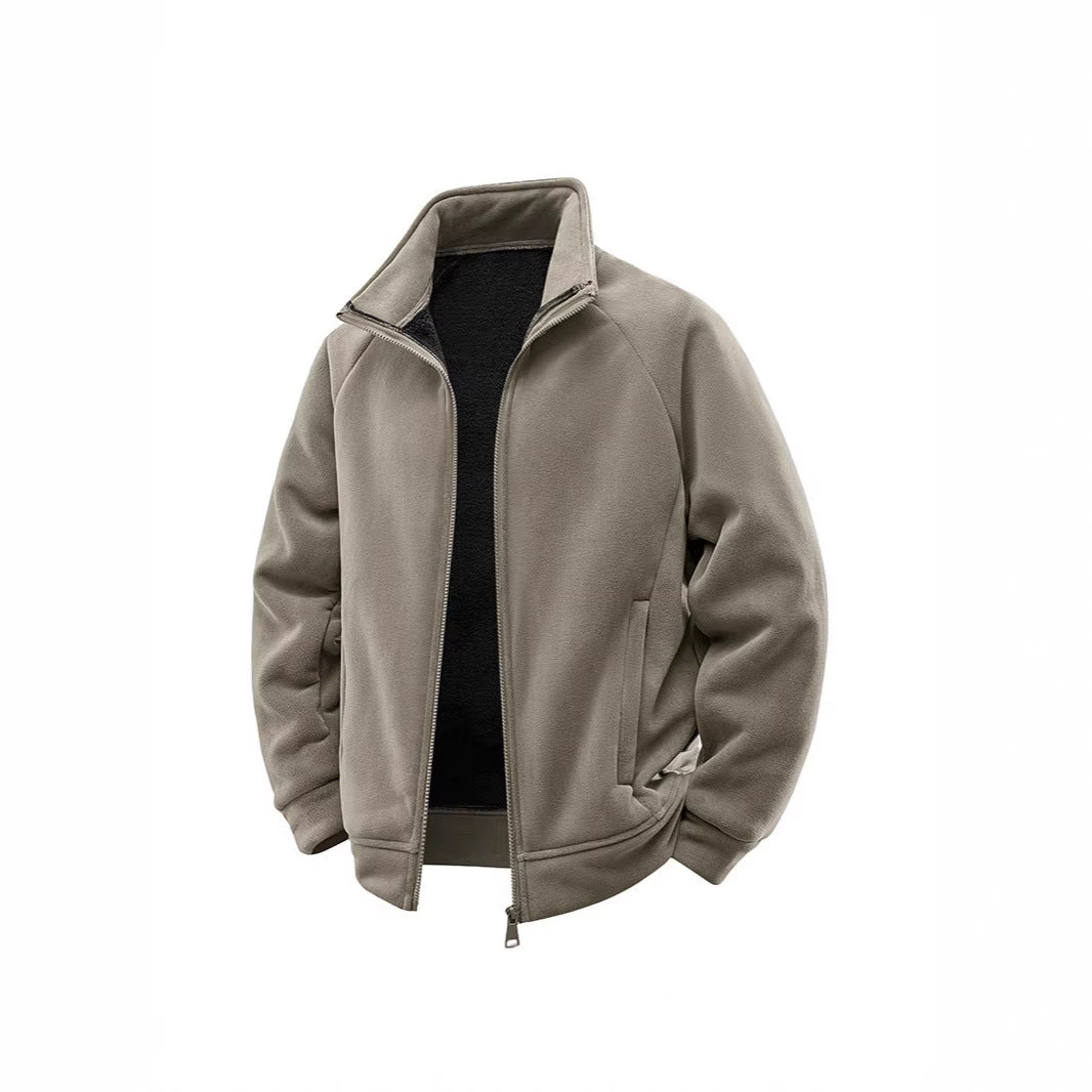 Herren Fleece-Thermojacke mit doppellagigem Teddy-Innenfutter und hohem Stehkragen Shop Nory