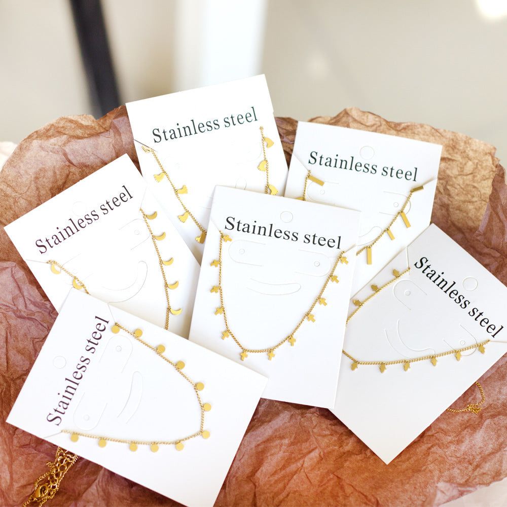 Damen elegante Goldplattierte Halskette mit geometrischen Anhängern Shop Nory
