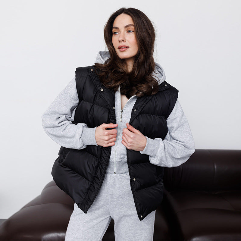 Damen gesteppte Weste mit gShopnoryürstetem Flanell-Hemd Shopnory