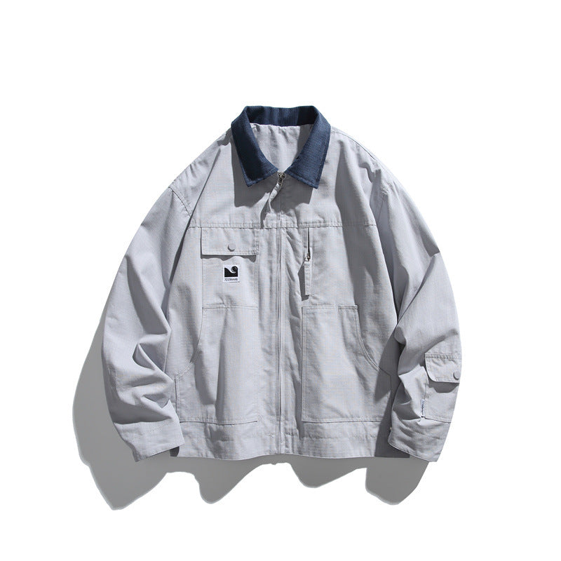 Herren Boxy-Workwear-Blousonjacke mit Kontrastkragen und Mehrfach-Taschen Shop Nory