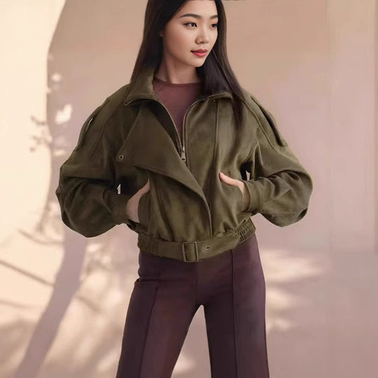 Damen Modische und elegante Wildlederjacke