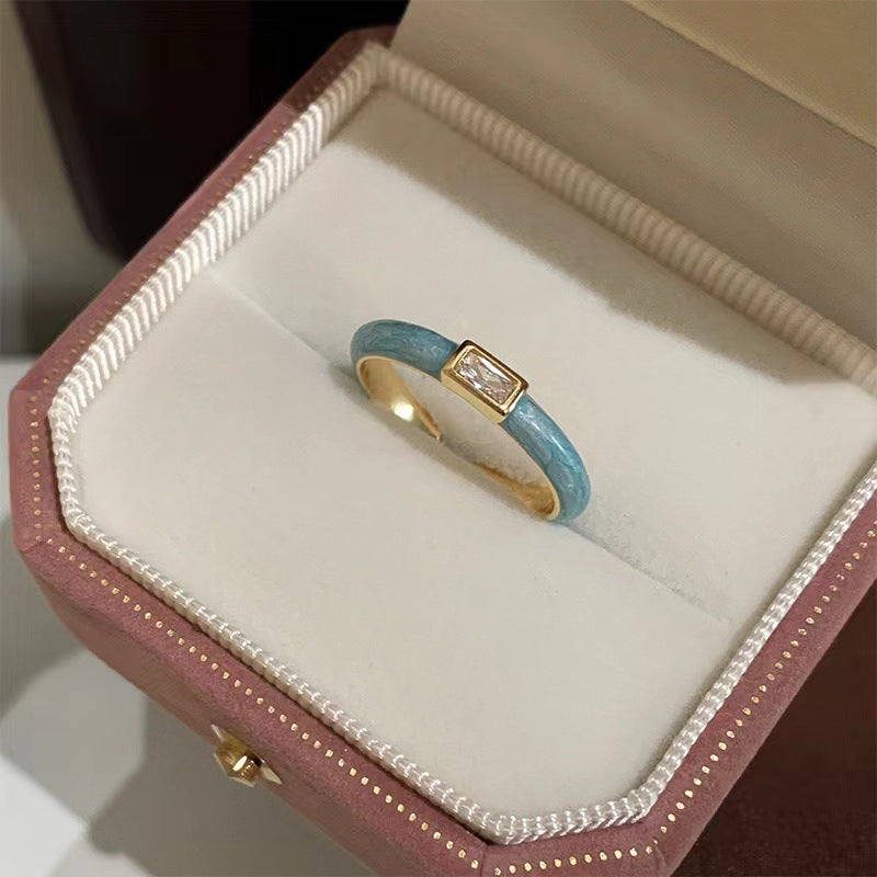 Damen Offener Ring mit quadratischem Zirkonia und elegantem Design Shop Nory