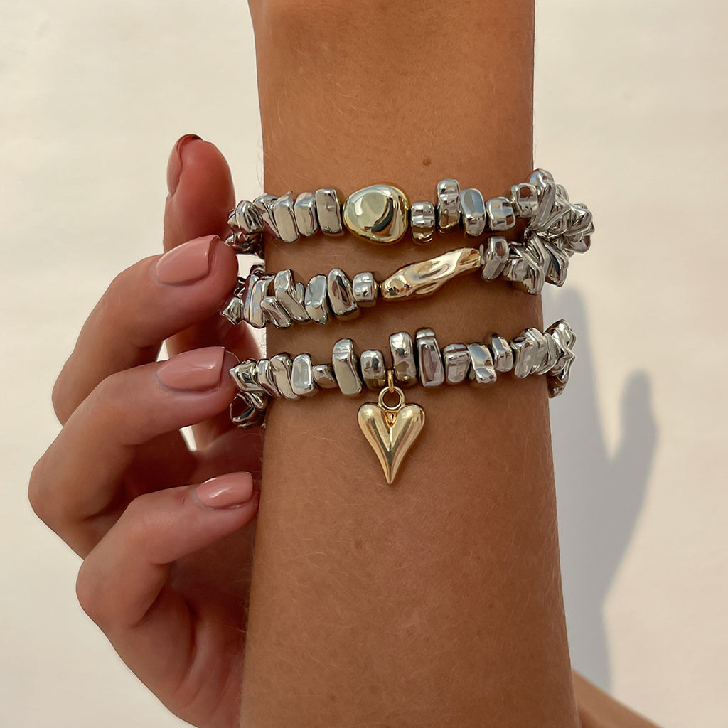 Damen Armbandset mit bunten Perlen und lebensbejahenden Charms Shop Nory