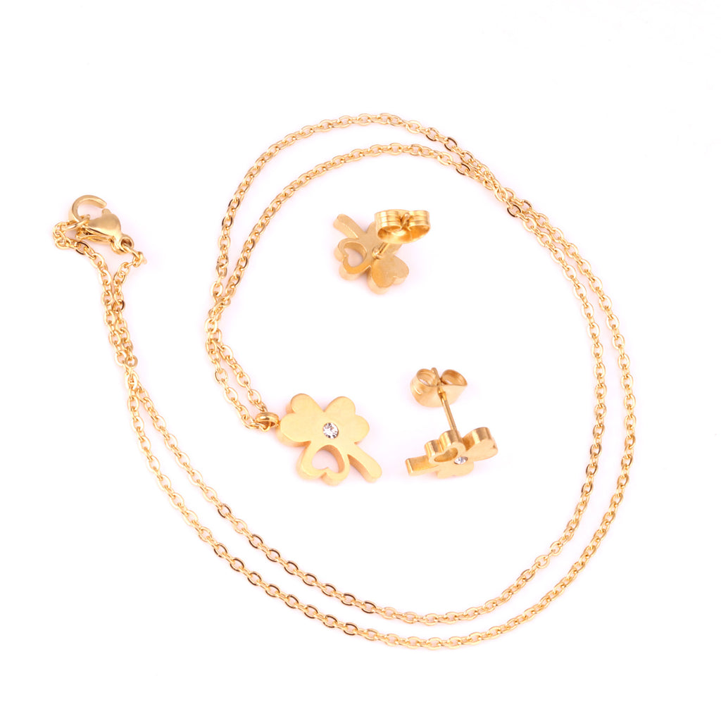 Damen Schmuckset mit herzförmigen Anhängern aus goldplattiertem Edelstahl Shop Nory