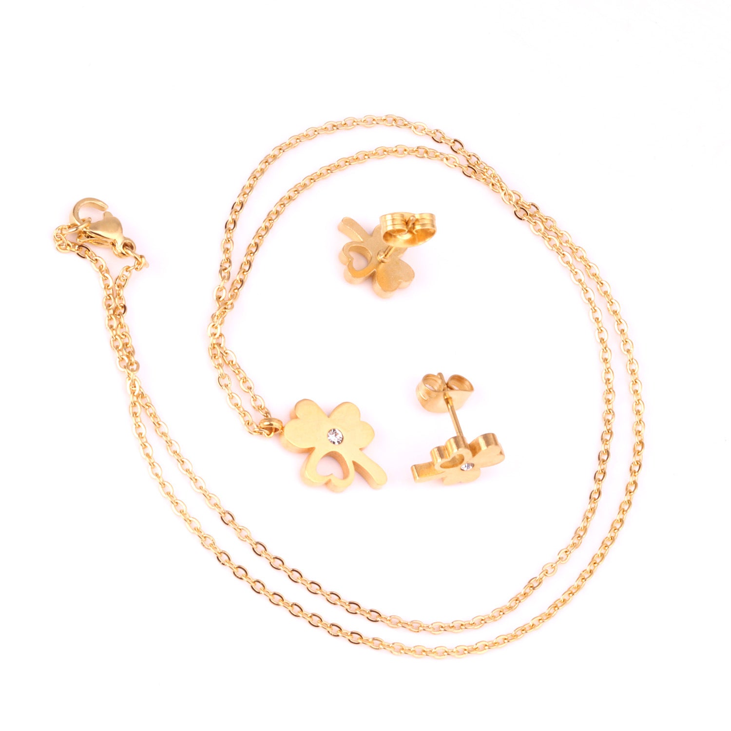Damen Schmuckset mit herzförmigen Anhängern aus goldplattiertem Edelstahl Shop Nory