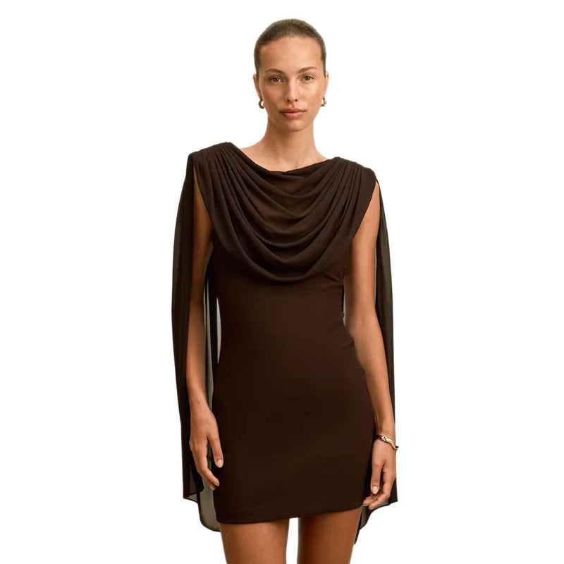 Damen Elegantes Wickelkleid mit drapierter Schulterpartie Shopnory
