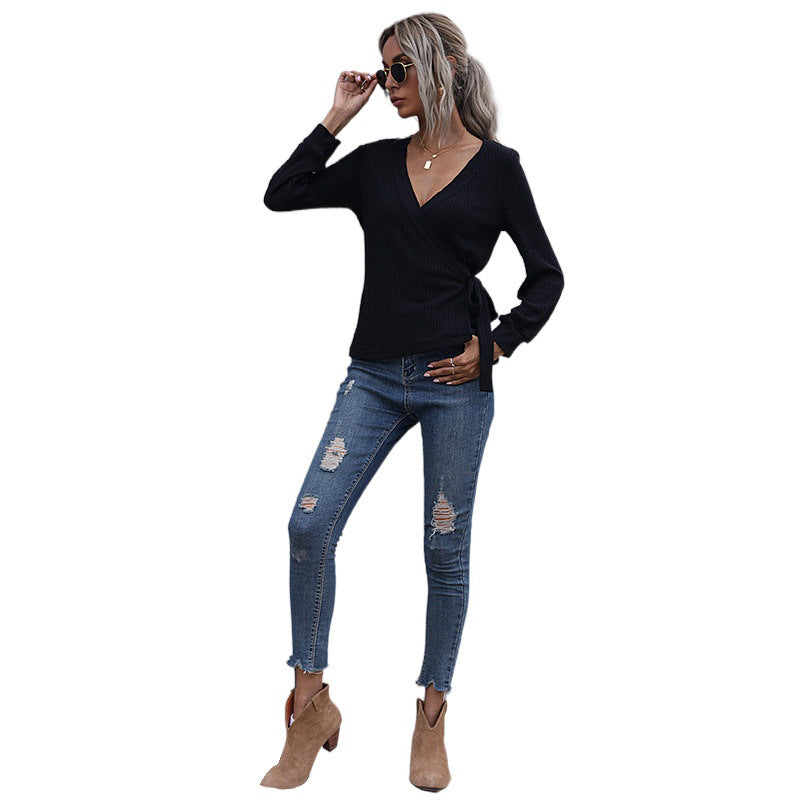 Damen Wickeloberteil mit langen Ärmeln Shop Nory