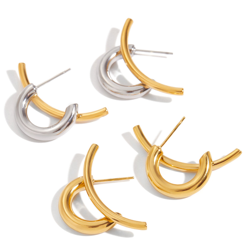 Damen Offener Ring mit glänzender Doppelspirale aus hypoallergenem Edelstahl Shop Nory