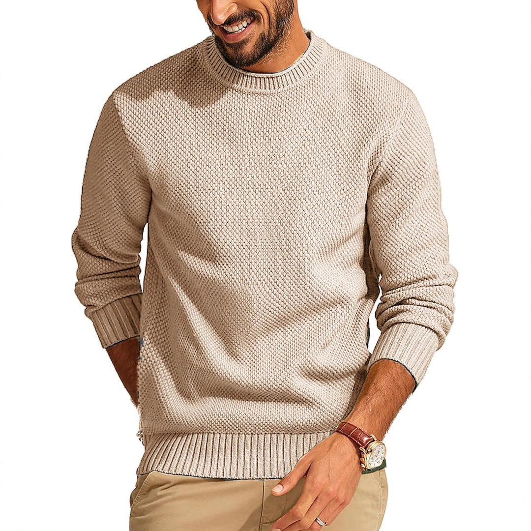 Herren Waffelstrick-Pullover mit Rundhalsausschnitt Shop Nory