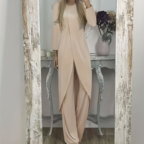 Damen Elegantes Maxikleid mit Wickeloptik, asymmetrischer Drapierung und vorderem Schlitz Shop Nory