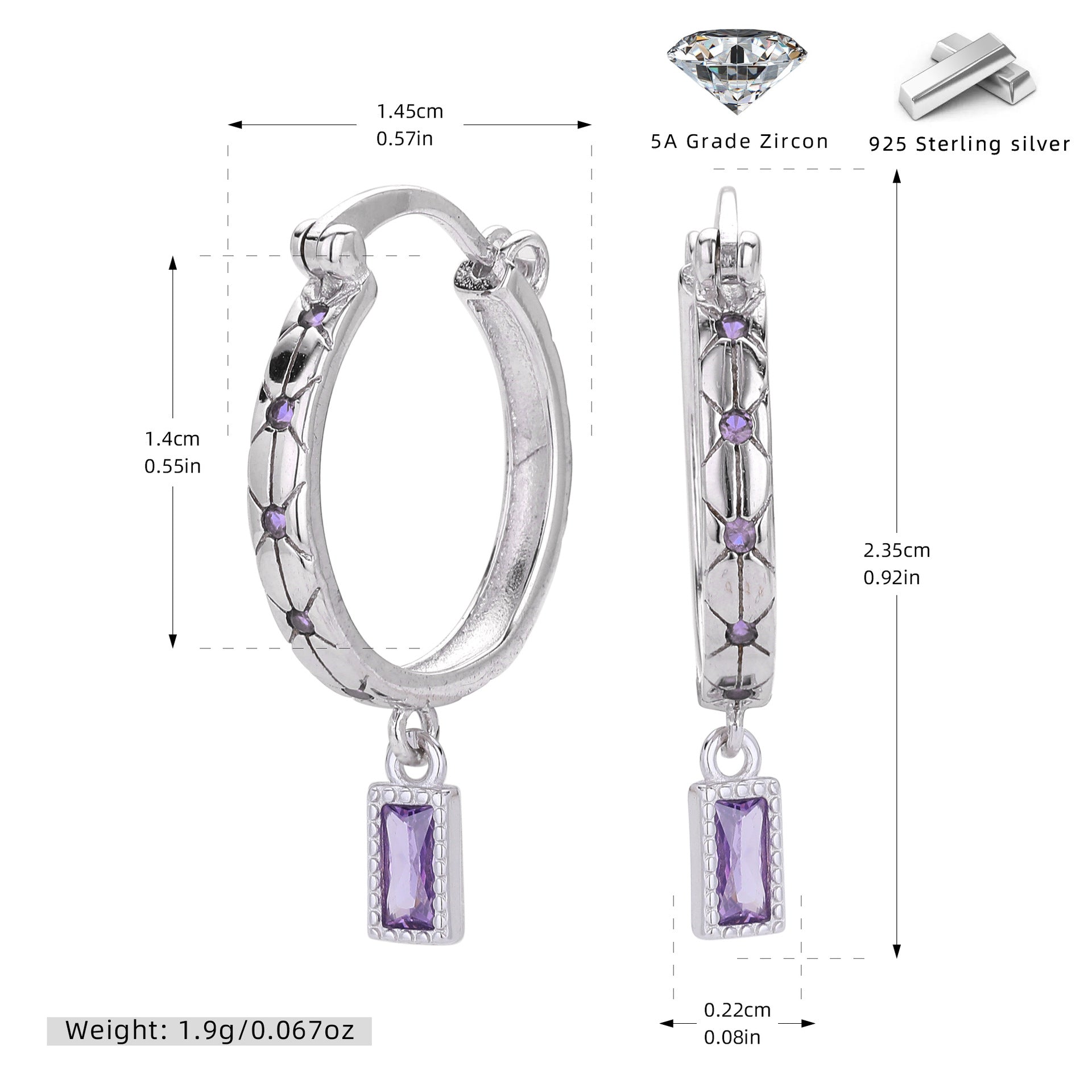 Damen Creolen mit funkelnden Zirkonsteinen und luxuriösem Design Shop Nory
