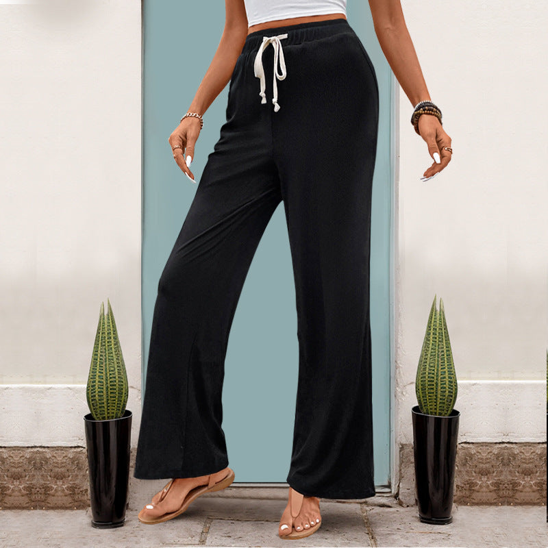 Damen Weite High-Waist Lounge-Hose mit Kordelzug und Eingrifftaschen Shop Nory