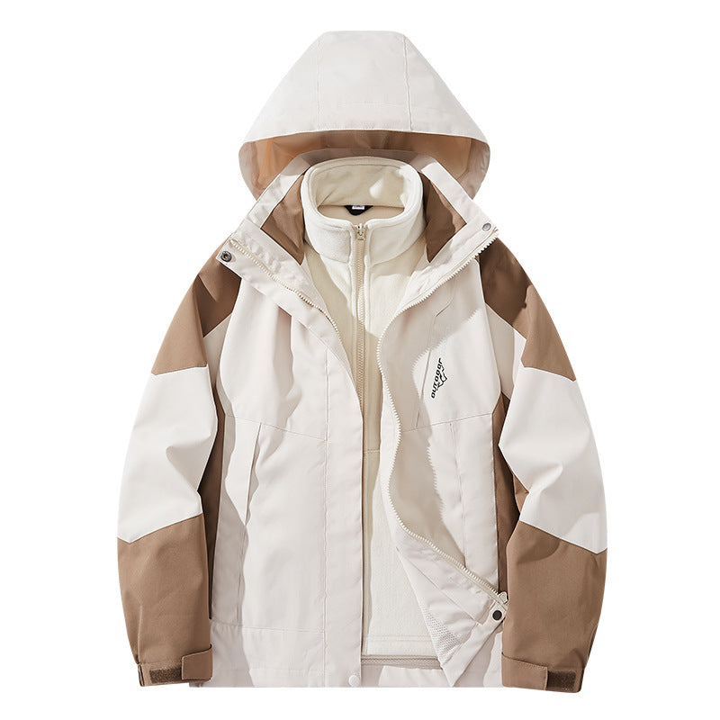Herren Wasserabweisende zweilagige Trekkingjacke mit abnehmbarer Fleece-Innenjacke und Kapuze Shop Nory