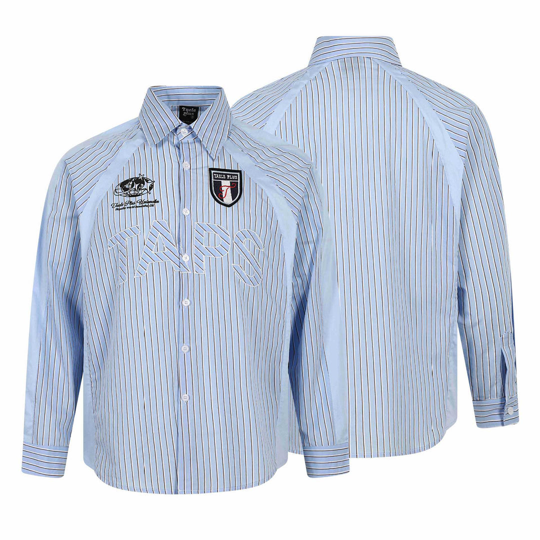 Herren Gestreiftes Baumwollhemd mit Sticklogos und kontrastierenden Passe Shop Nory