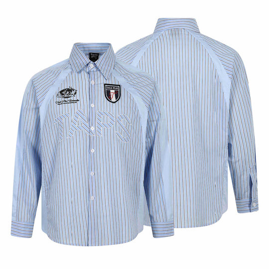 Herren Gestreiftes Baumwollhemd mit Sticklogos und kontrastierenden Passe Shop Nory
