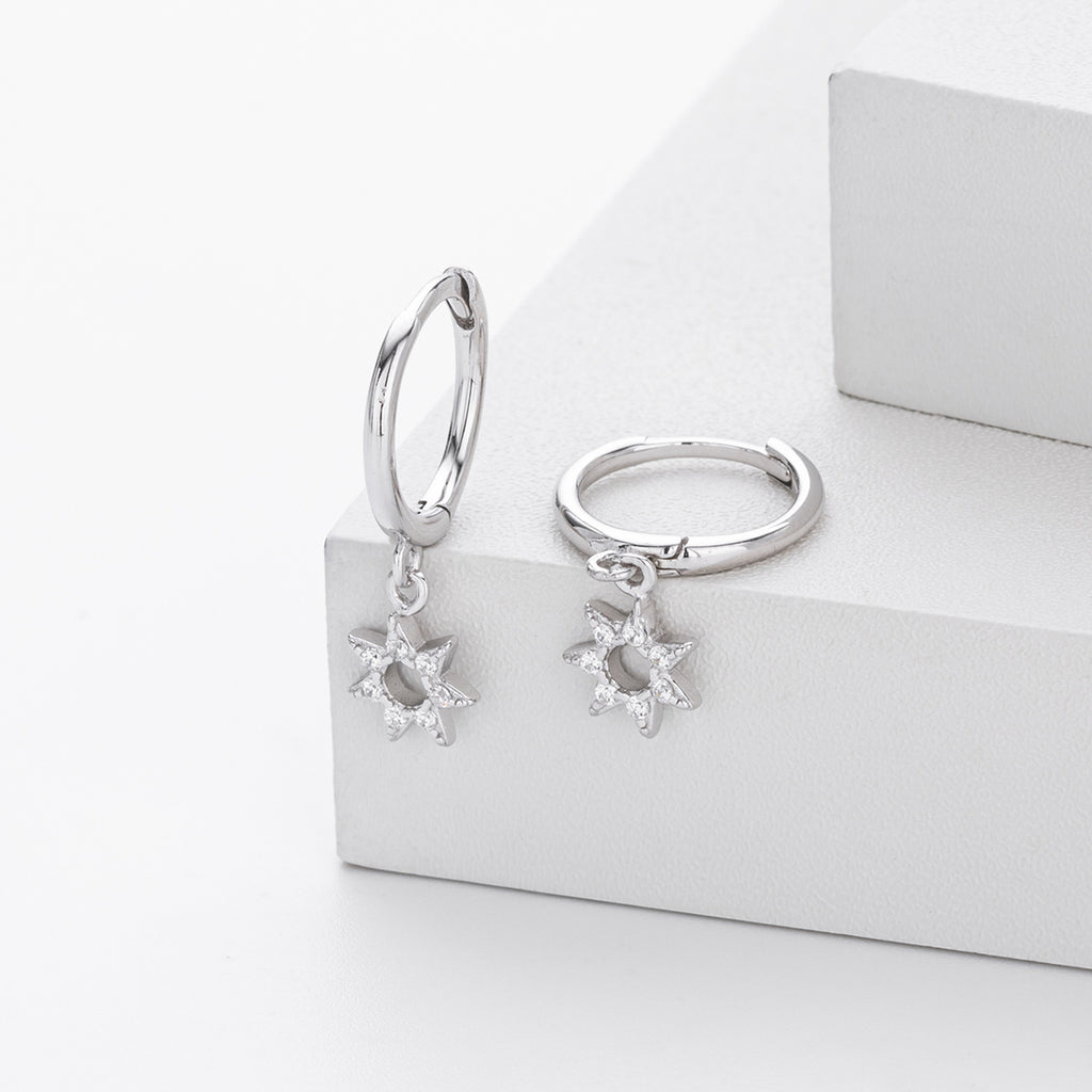 Damen Ohrhänger mit funkelndem Sternmotiv aus hochwertigem 925 Sterling Silber Shop Nory