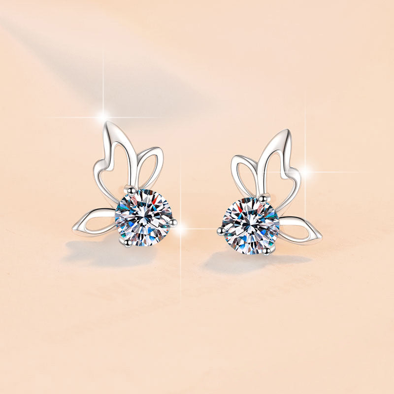 Damen Ohrstecker mit floralem Design und funkelndem Kristall Shop Nory