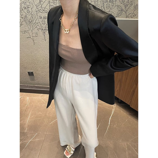 Damen Eleganter, taillierter Satinblazer Shop Nory