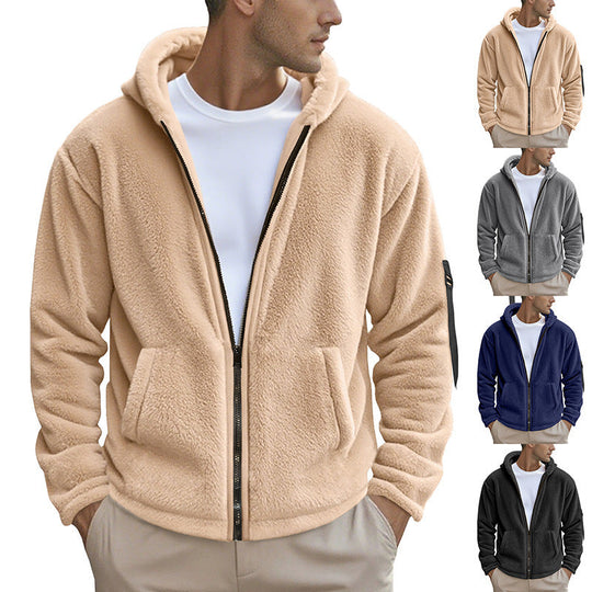 Herren Fleecejacke mit Kapuze und praktischen Reißverschlusstaschen